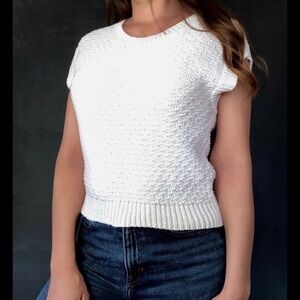 Andrea Jovine Sweater Vest White Knit Preppie Hippie Boho